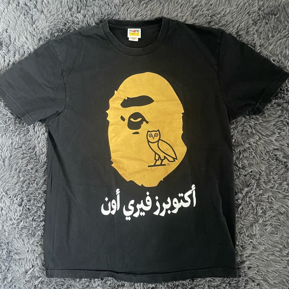 BAPE x OVO Ape Head T-Shirt black & gold streetwear | Men Large